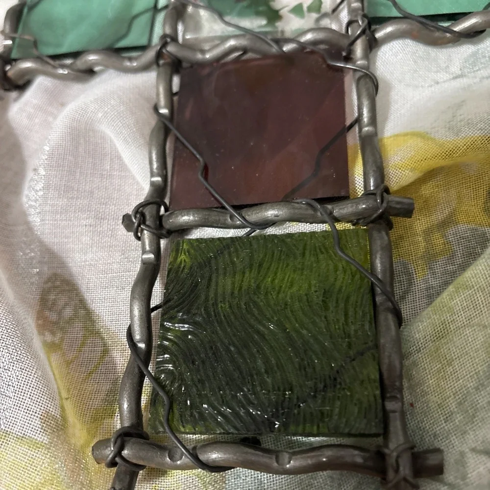 Metal Framed Cross With‎ Stained Glass